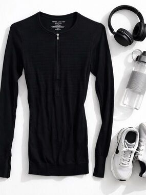 Derek Lam 10 Crosby Athleta Black Seamless Half Zip Top XS